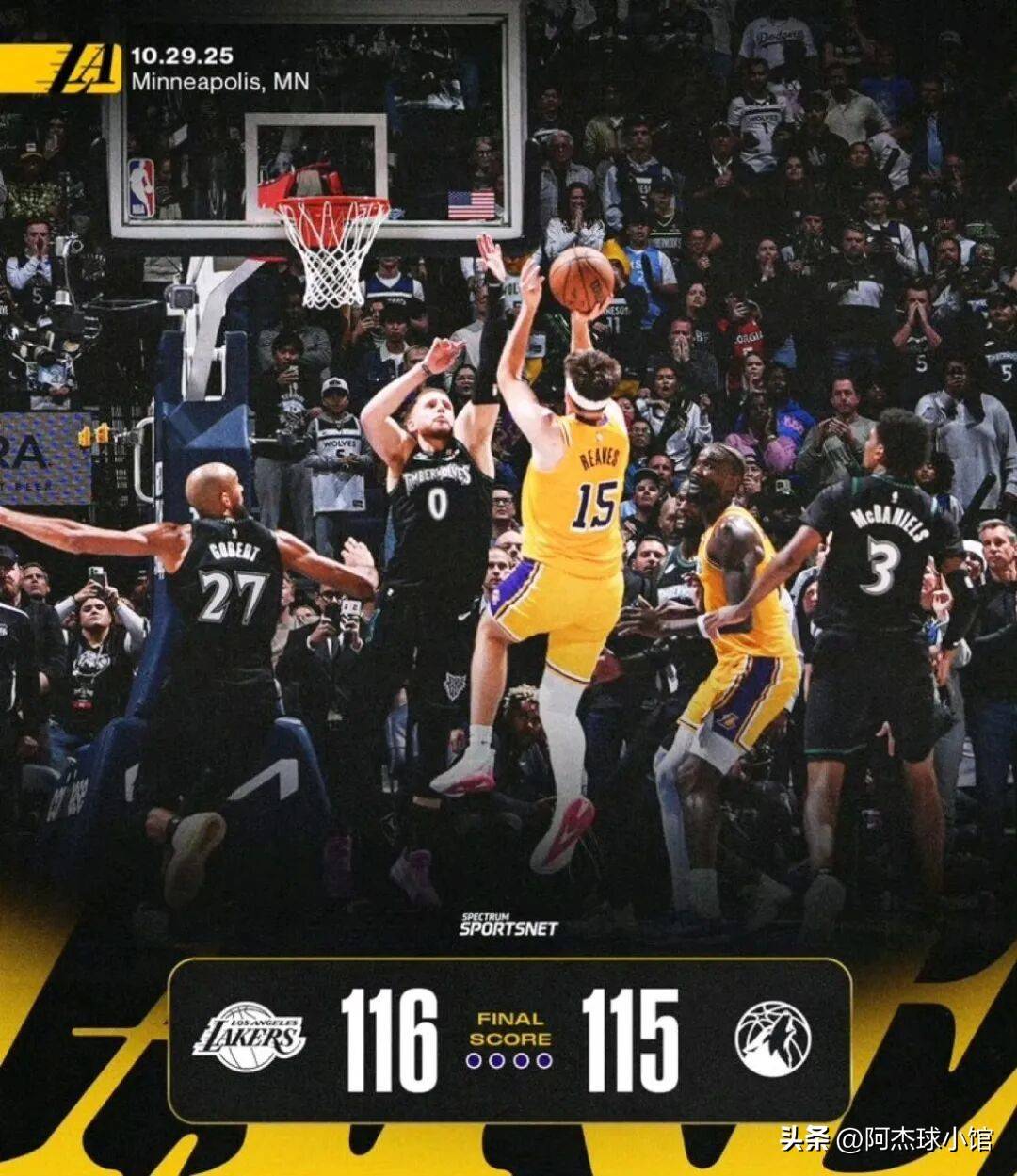 比肩科比!里夫斯压哨绝杀!厉害!